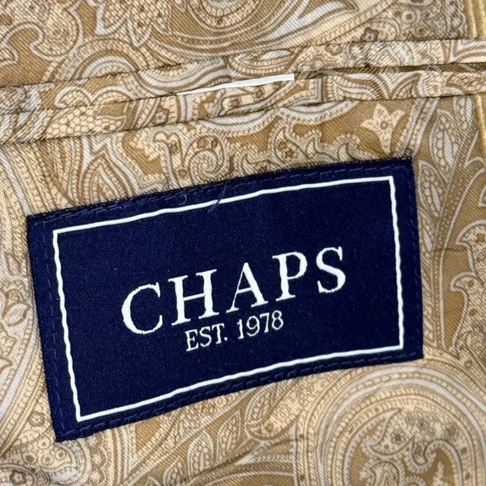 Chaps Cotton Corduroy Sport Coat Tan Notch Lapel Paisley Lining 44L